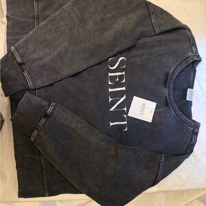 SEINT Women's Black Crew Neck Sweater